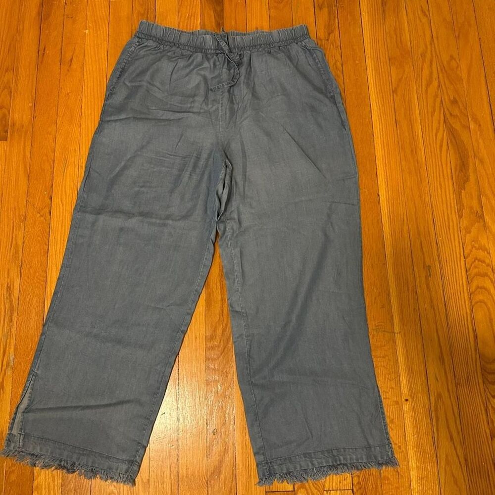 Zac & Rachel Womens L Wide Leg Pants 100% Lyocell Pull On Elastic Waist Trousers